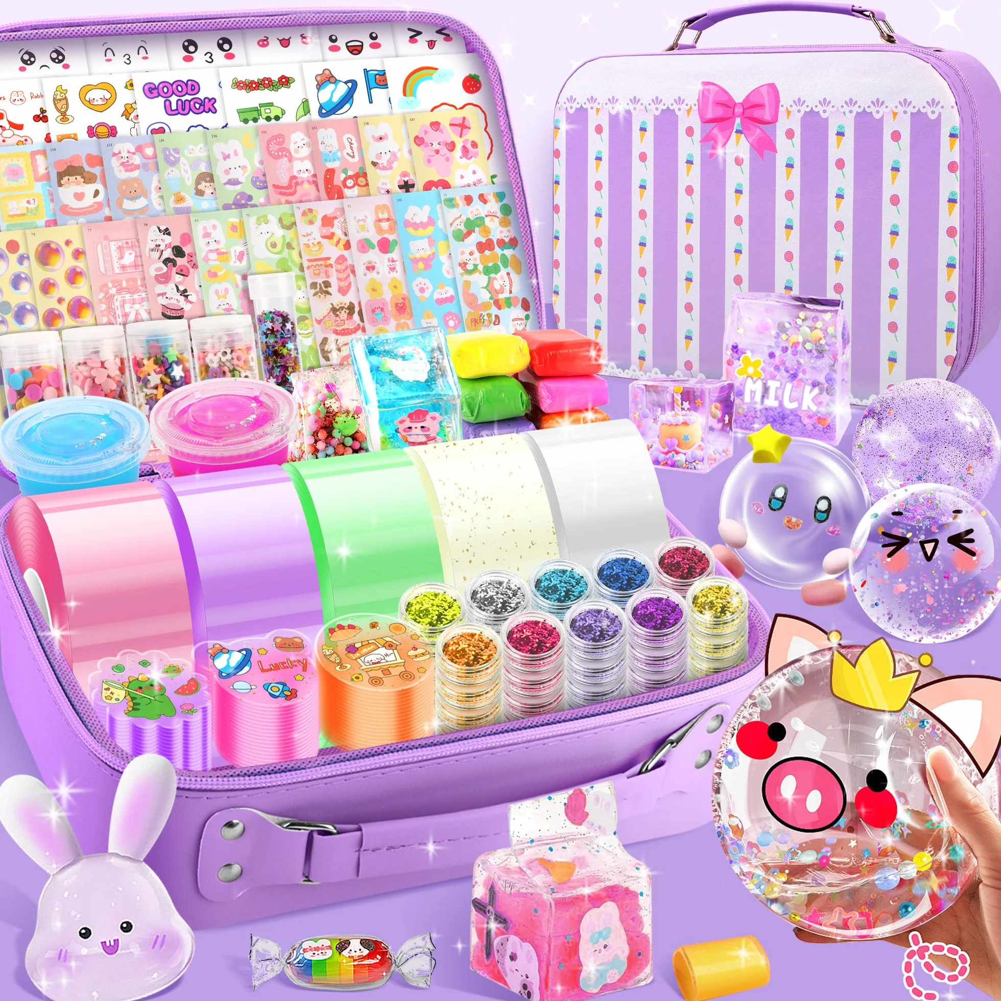 Kit de Bricolage Nano Tape Bubble 106 Pièces avec Paillettes pour Enfants, DIY Craft Kit Cadeaux de Fête