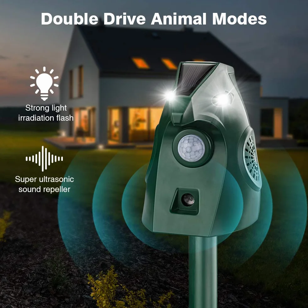 Répulsif Ultrason Chat Extérieur Solaire Anti Chat Chien Jardin USB