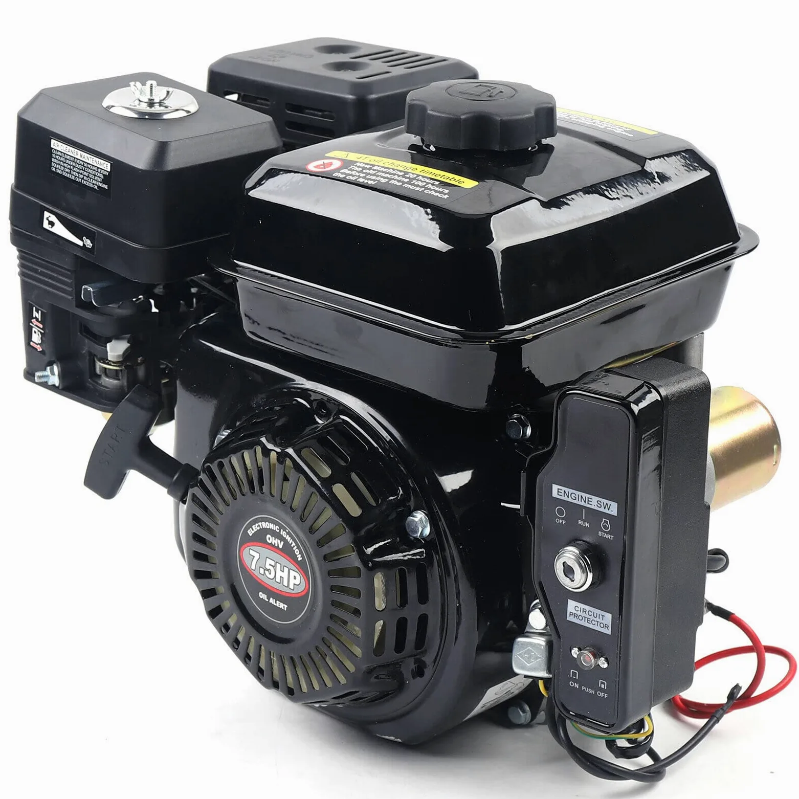 Moteur horizontal 212 cm³ Démarrage électrique, 7,5 CV 4 temps OHV Design Go Kart Moteur à gaz -3600 tr/min pour compresseur tondeuse à gazon Go Kart, H0nda GX160