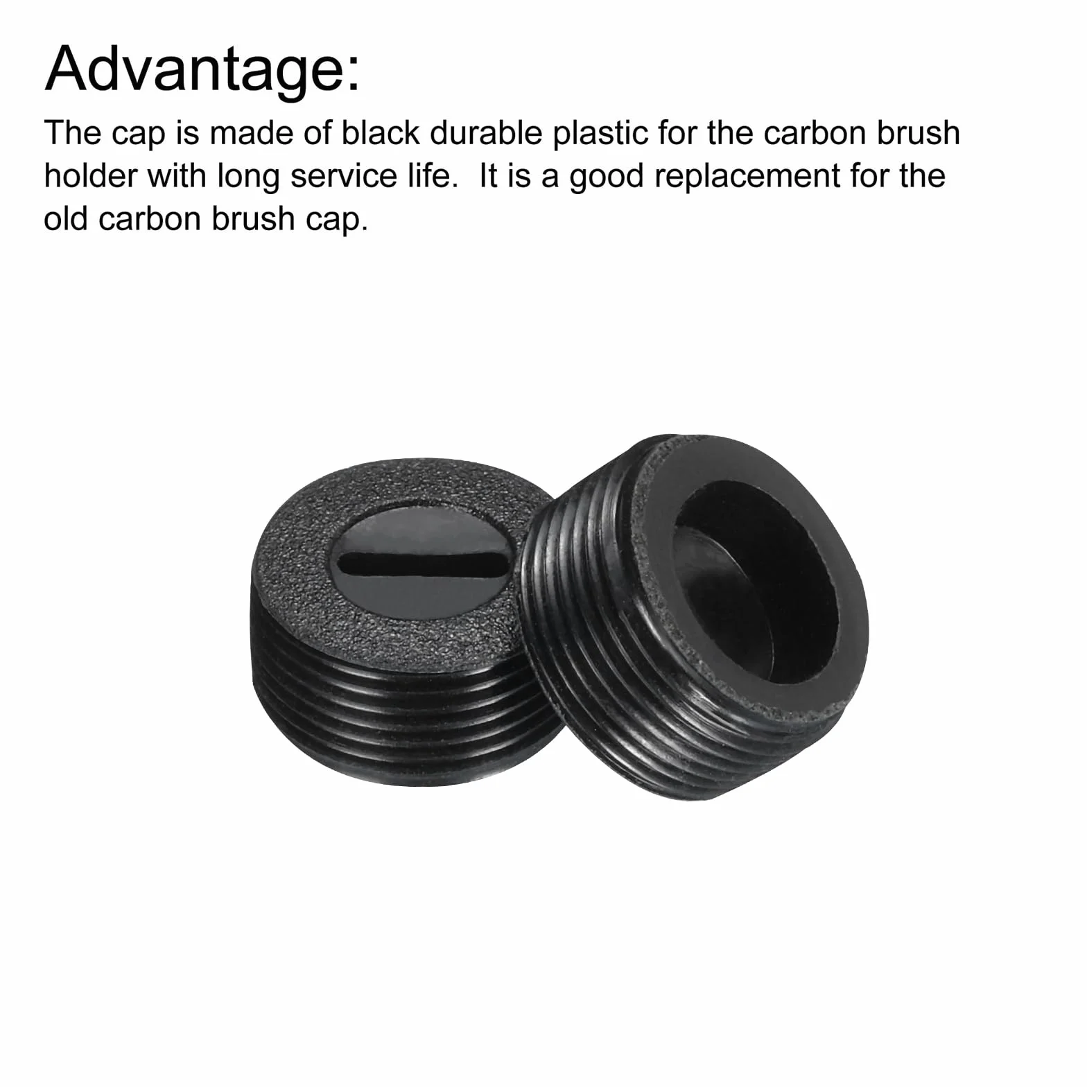 QUARKZMAN Capuchon de Porte-Balais en Plastique pour Moteur Électrique, Filetage Noir, Diamètre Extérieur 16 mm, Hauteur 8 mm, Lot de 8