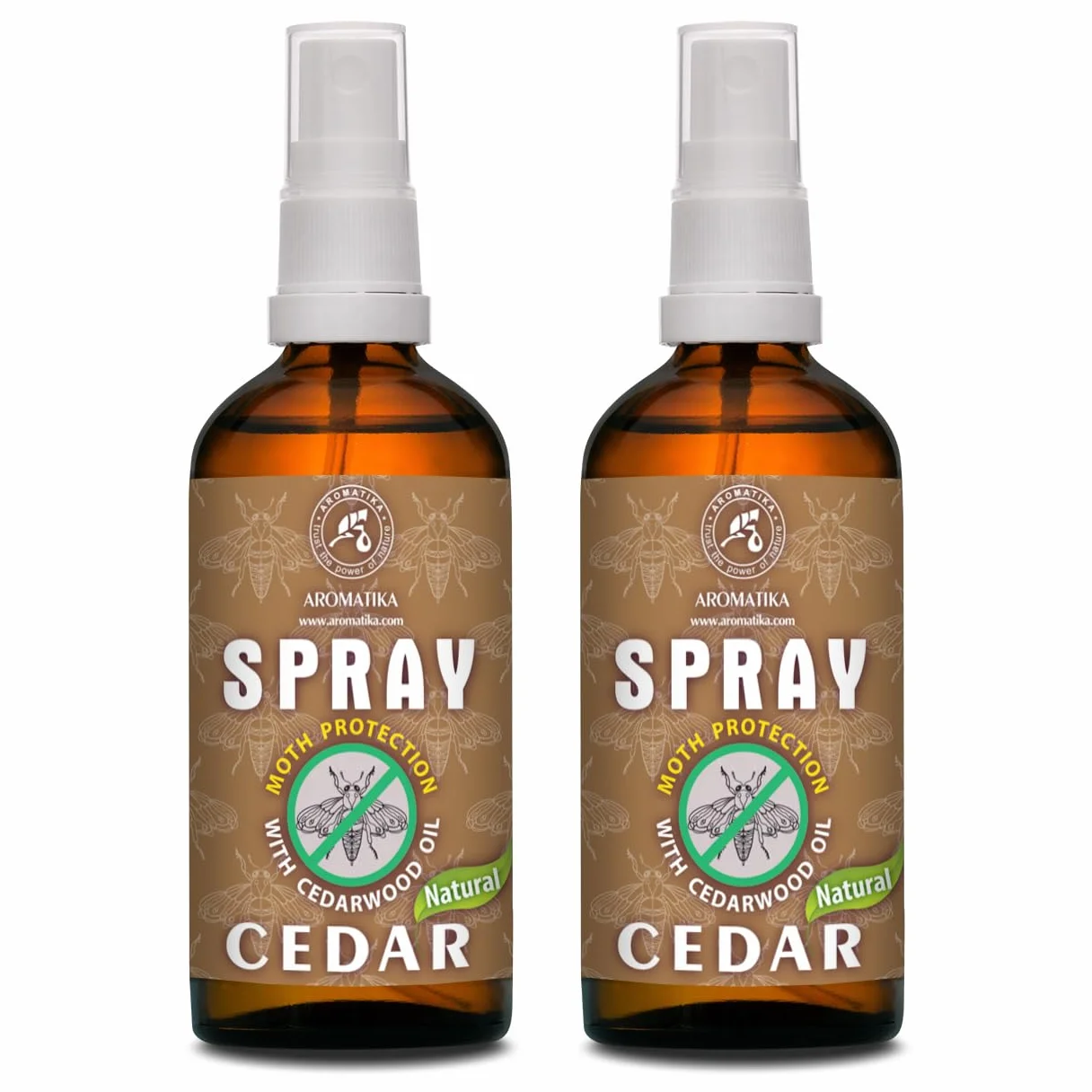 Spray Anti Mites Set 2x100ml - Spray aux Huiles Essentielles de Bois de Cèdre et Citron - Protection Naturelle Contre les Mites - Dissuasion des Mites pour Penderies - Piège à Mites
