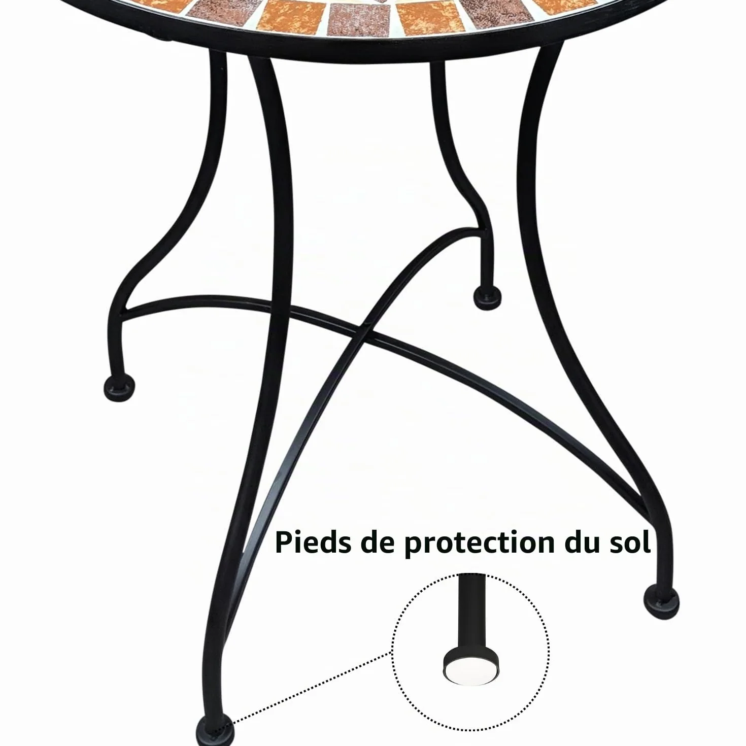 Table de Jardin Ronde en mosaïque 60 cm — Table d'appoint méditerranéenne pour Balcon