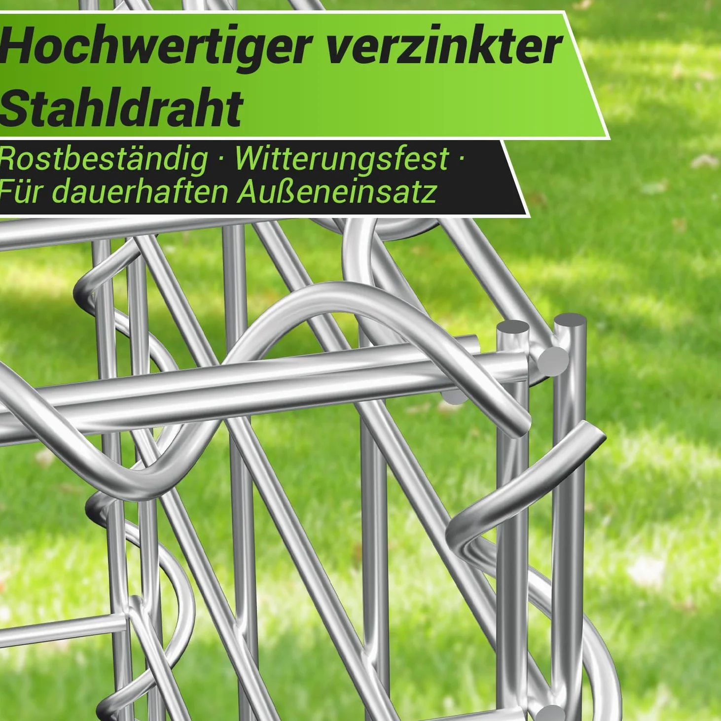 Lot de 4 gabions 100 x 30 x 30 cm, paniers gabions en acier galvanisé, épaisseur de fil 4 mm, largeur de maille 5 x 10 cm, gabion pour clôture et jardin, convient pour les pierres de 6 à