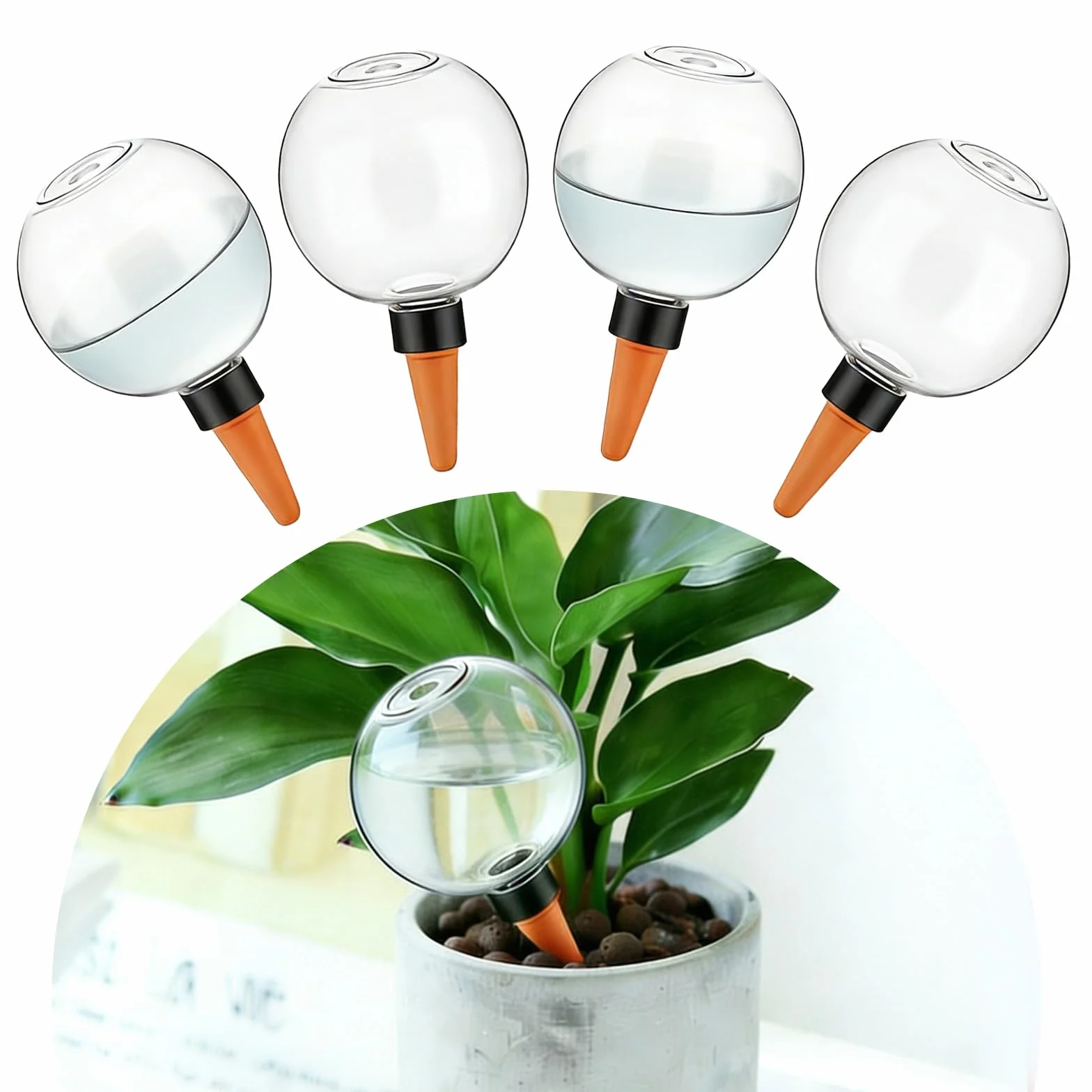 Lot de 4 Boules D'Irrigation pour Plant, Distributeur Eau Plante, Arrosage Automatique Plante Intérieur, pour Jardins, Maisons, Espaces Intérieurs et Extérieurs