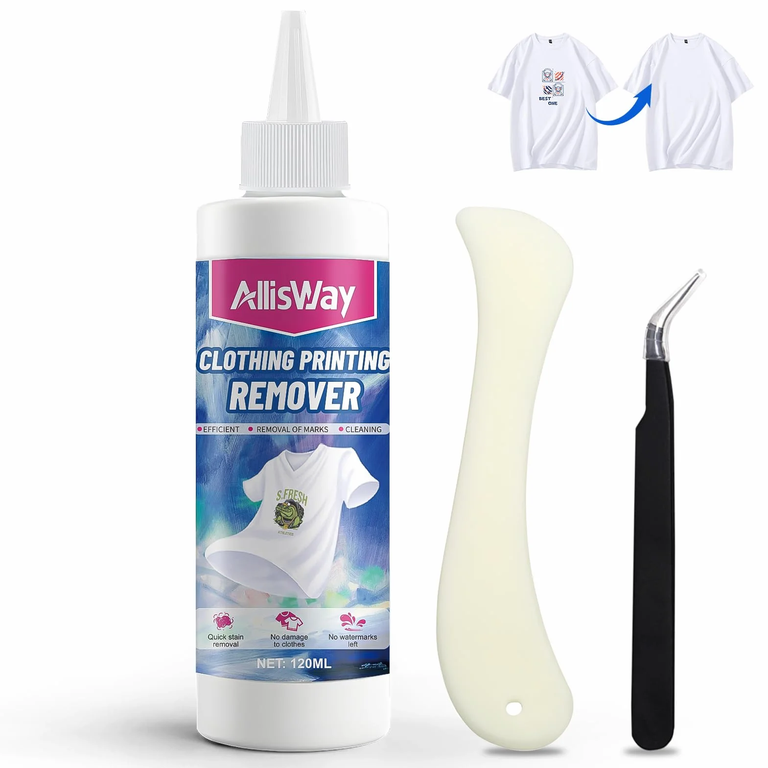 Liquide Dissolvant Encre DTF, Solution D'Impression Textile, DTF Print Remover, Élimination Rapide Taches Sans Abîmer Vêtements