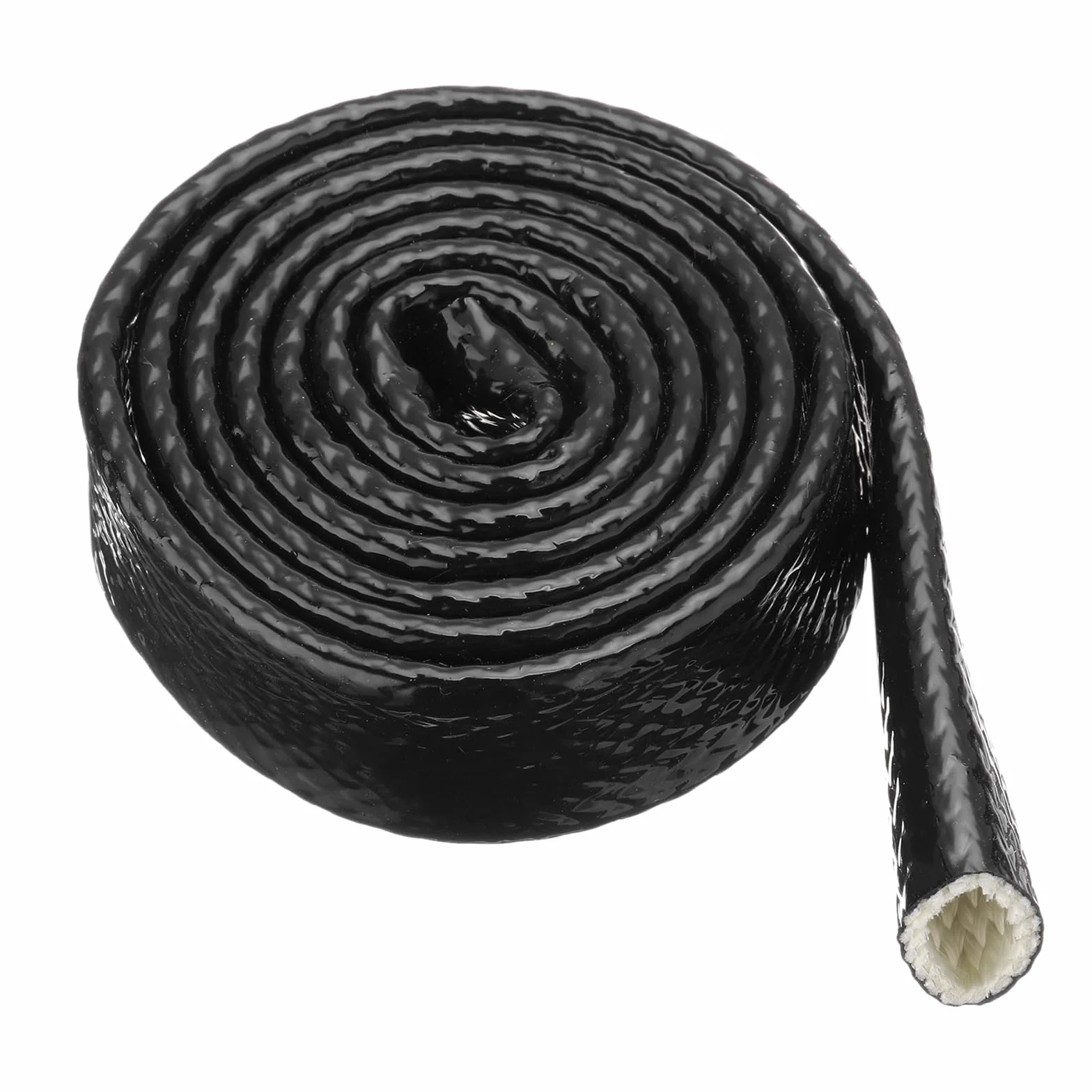 Gaine de Protection Thermique en Fibre de Verre Revêtue de Silicone 0,8" ID 3,3ft Noir