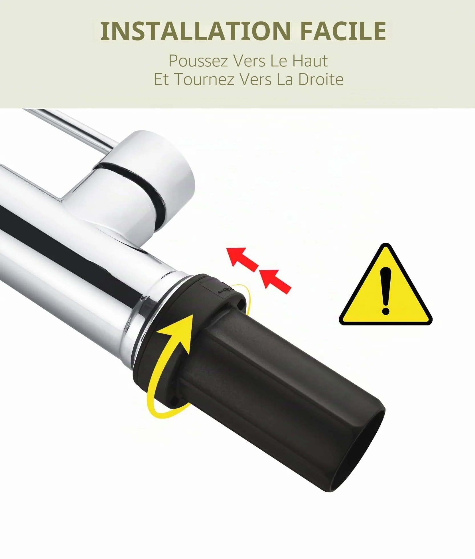 Robinet de cuisine avec douchette extractible pivotant 360° mitigeur haute pression acier inoxydable