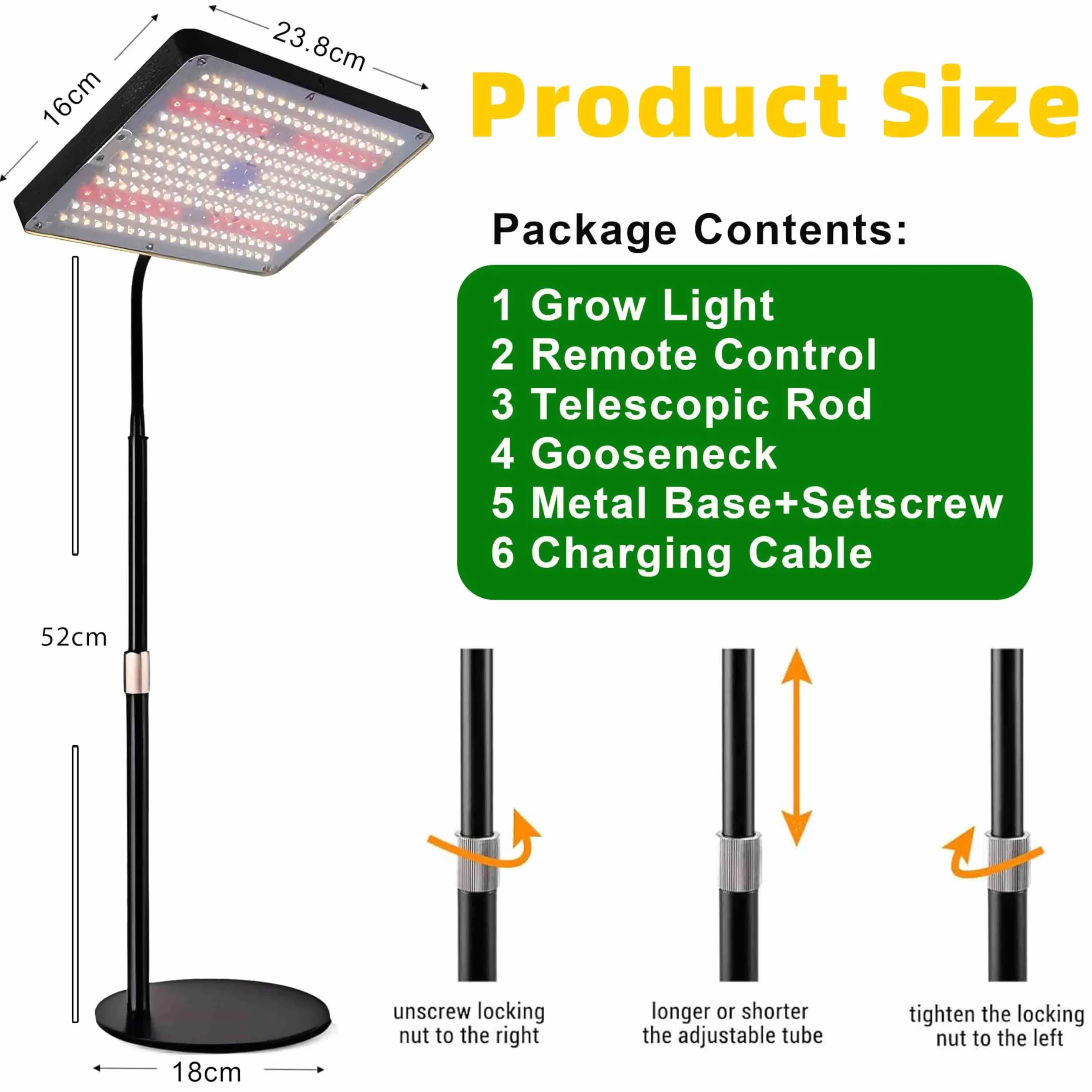 Lampe Horticole LED Spectre Complet Dimmable avec Minuterie 4/8/12H, 10 Luminosité, 3 Modes pour Plantes d'Intérieur