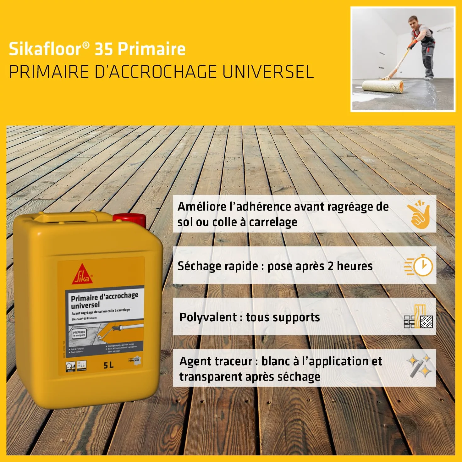 Sikafloor 35 Primaire universel 5L - Primaire d'accrochage multi-supports intérieur/extérieur