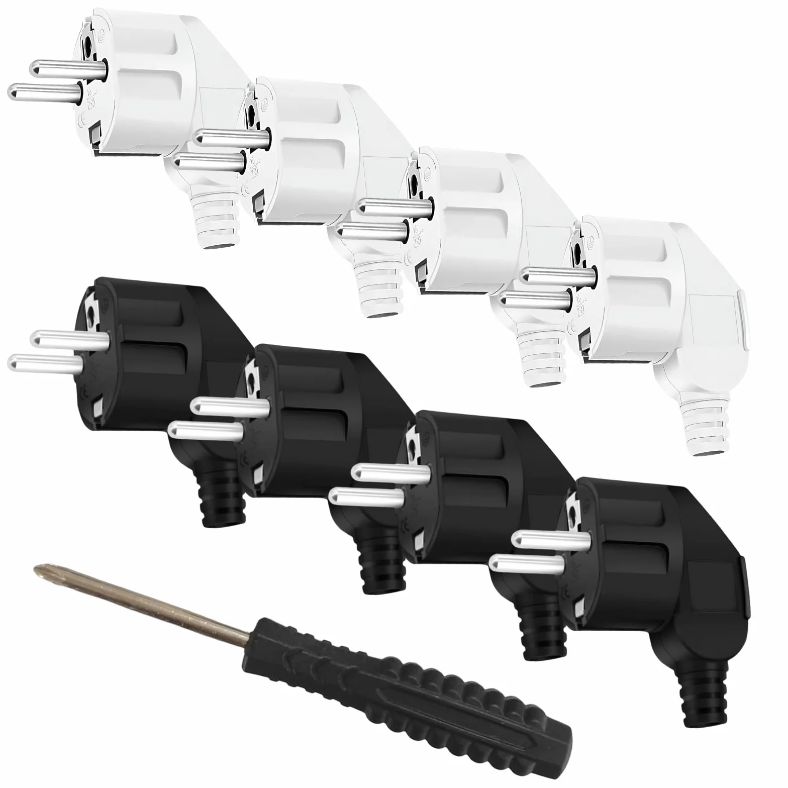 Prise Electrique Male Schuko 250V 16A 8 Pièces + Tournevis