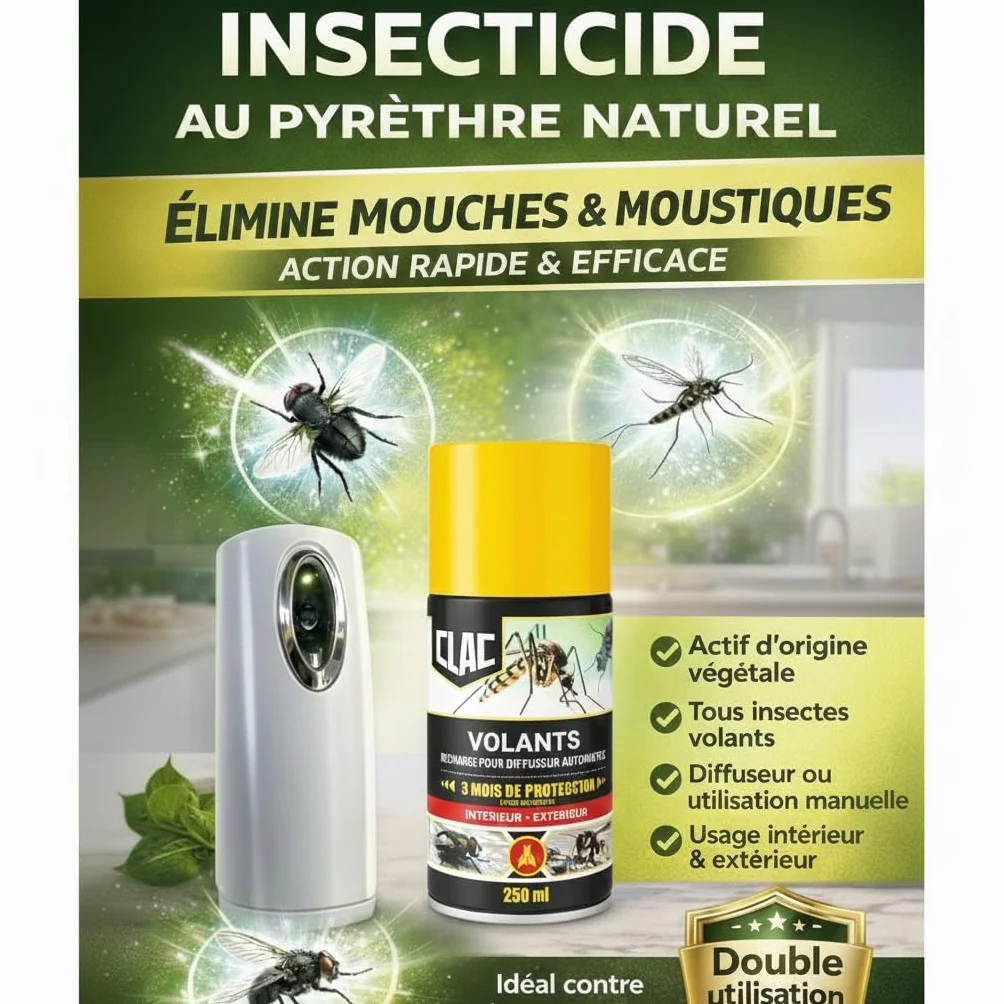 MOUCH'CLAC Recharge Pyrèthre Anti Mouches Anti Moustiques Lot de 2 500ml