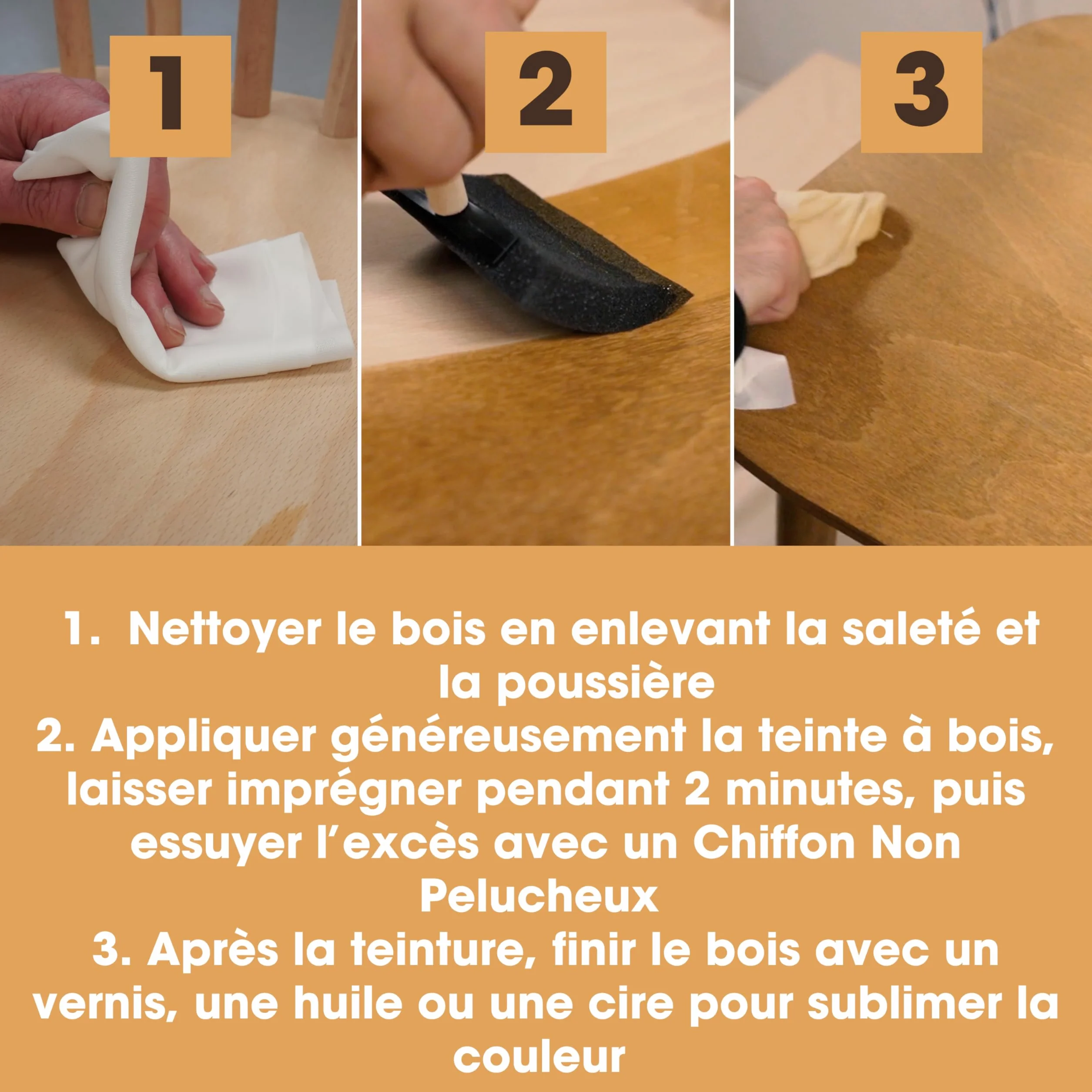 Teinte à Bois Furniture Clinic Chêne foncé Séchage Rapide Haute Concentration Base d'Eau 250ml