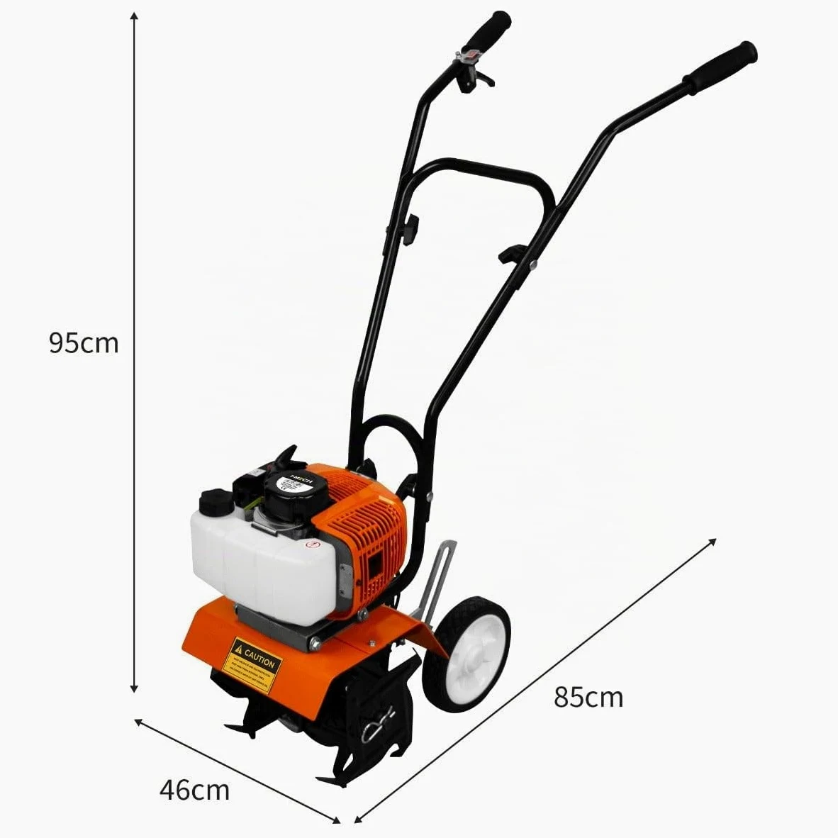 Cultivateur de jardin à essence 52 cc | 4 lames en acier | Réservoir de 1,2 l | Design léger et sans câble | Kit outils + gants et lunettes + protections de jambes et d'oreilles + Entonnoir gratuit
