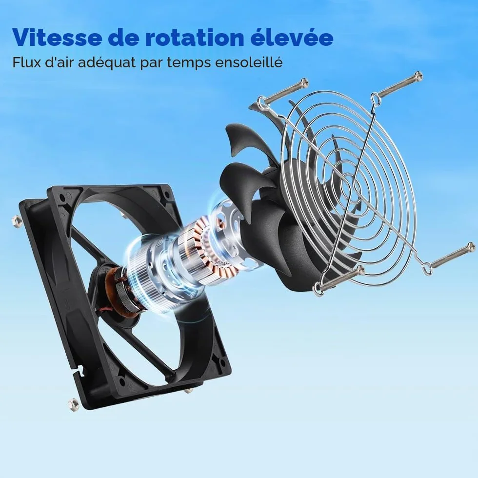 Ventilateur solaire 15 W panneau solaire résistant aux intempéries pour poulaillers serres hangars