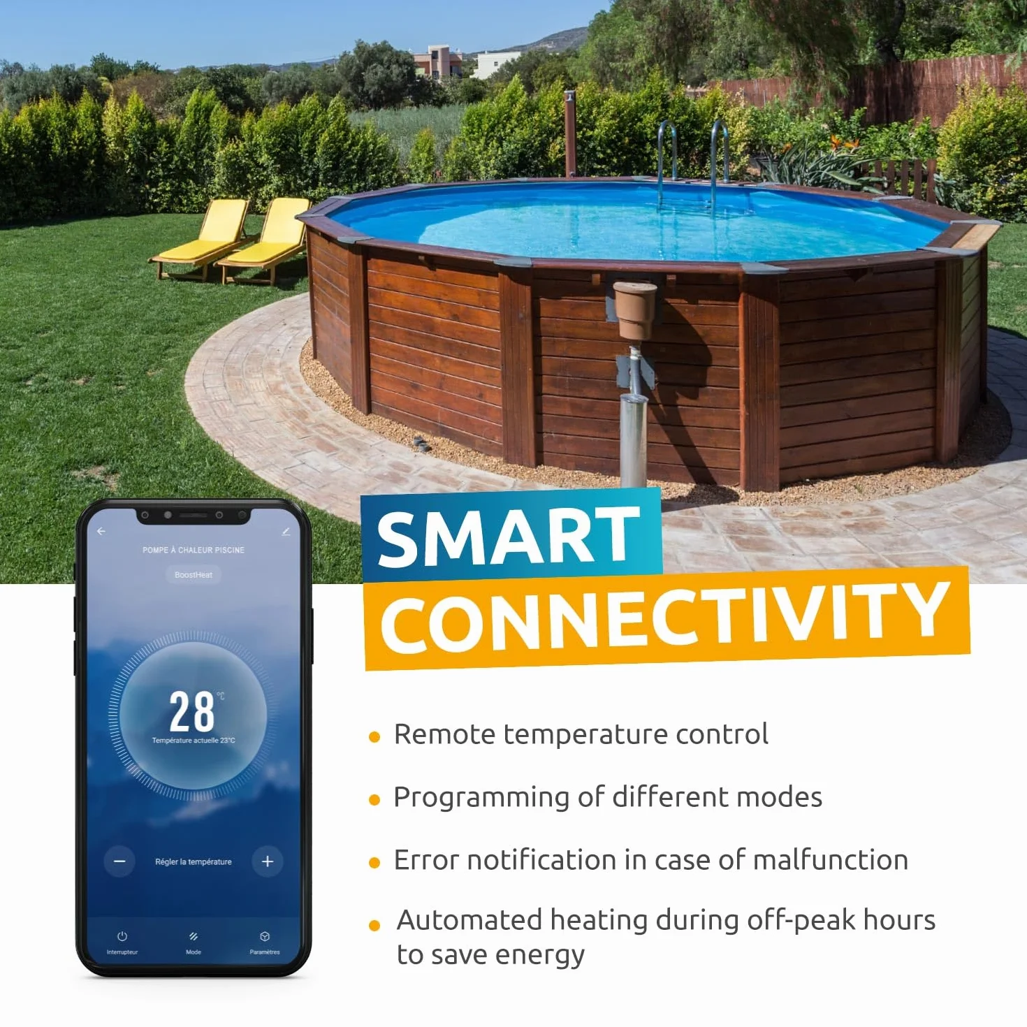 POOLEX Nano B5 Pompe à chaleur réversible piscine 5 kW 30 m³ dégivrage automatique intelligent Ultra-compacte Plug&Play