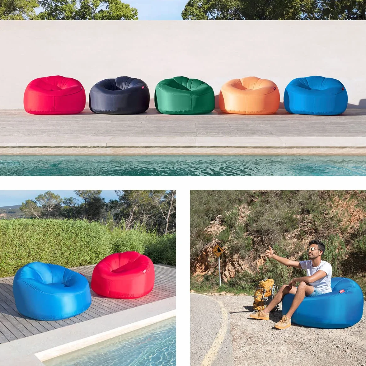 Fatboy Lamzac O Fauteuil Gonflable - Sofa Intérieur et Extérieur - Pas de Pompe Nécessaire - Fauteuil Salon Confortable Résistant à l'eau & aux Salissures - Polyester - 110 x 103 x 62 cm - Rouge