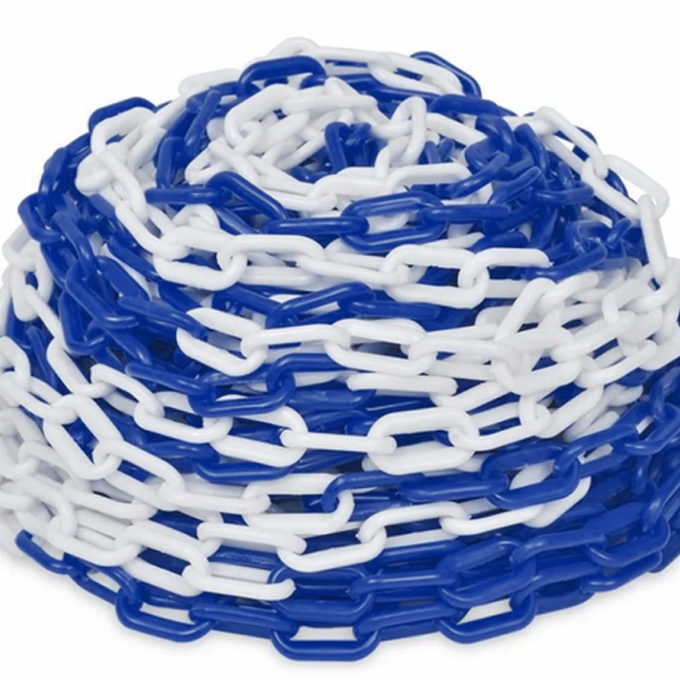 Chaîne plastique de délimitation et signalisation 25 m 8 mm bleu blanc