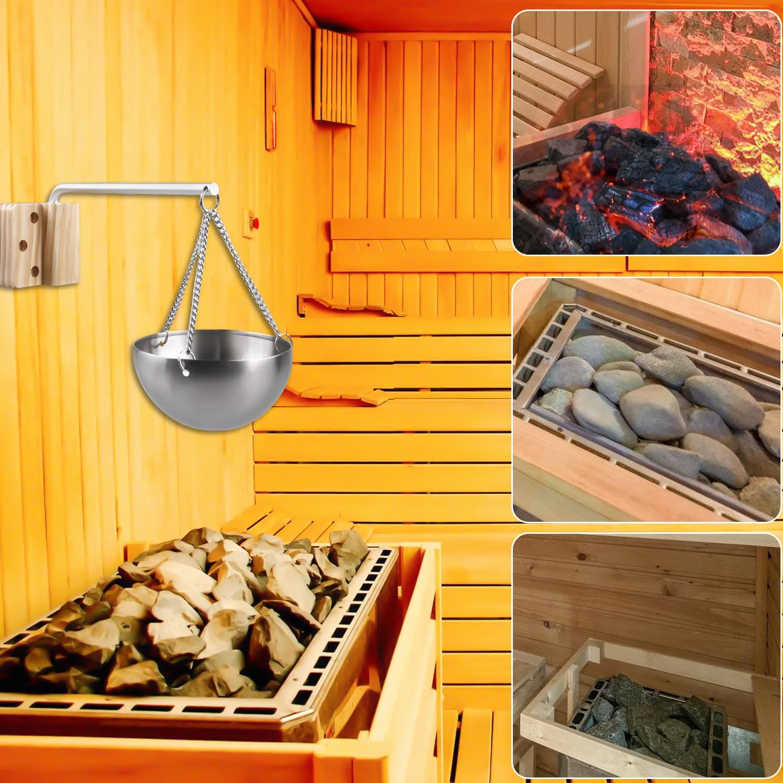 Bol aromatique pour sauna en acier inoxydable 350 ml 12 cm