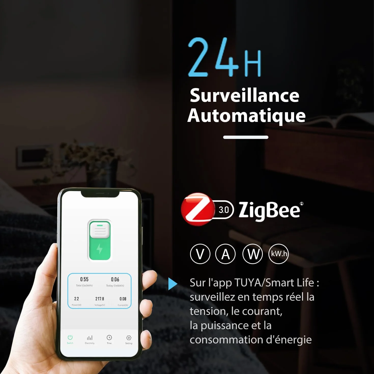 TONGOU Interrupteur Connecté 16A ZigBee Intelligent Compatible Alexa Google Assistant TUYA Smart Life Commutateur