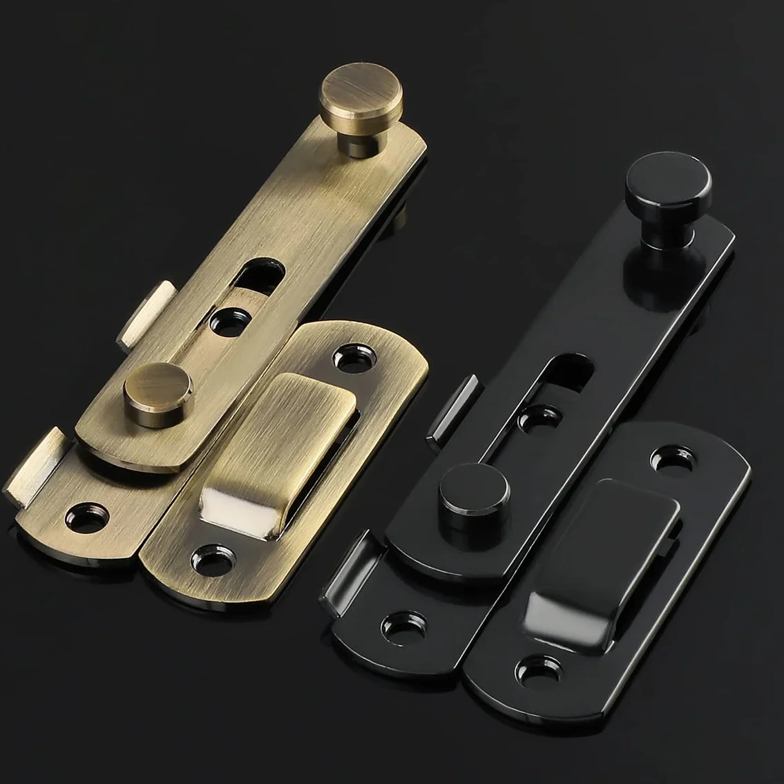 SAYAYO Verrou Porte Coulissante Serrure Loquet Portail à Bascule Boulon Acier Inoxydable Noir Mat EMS9500-B