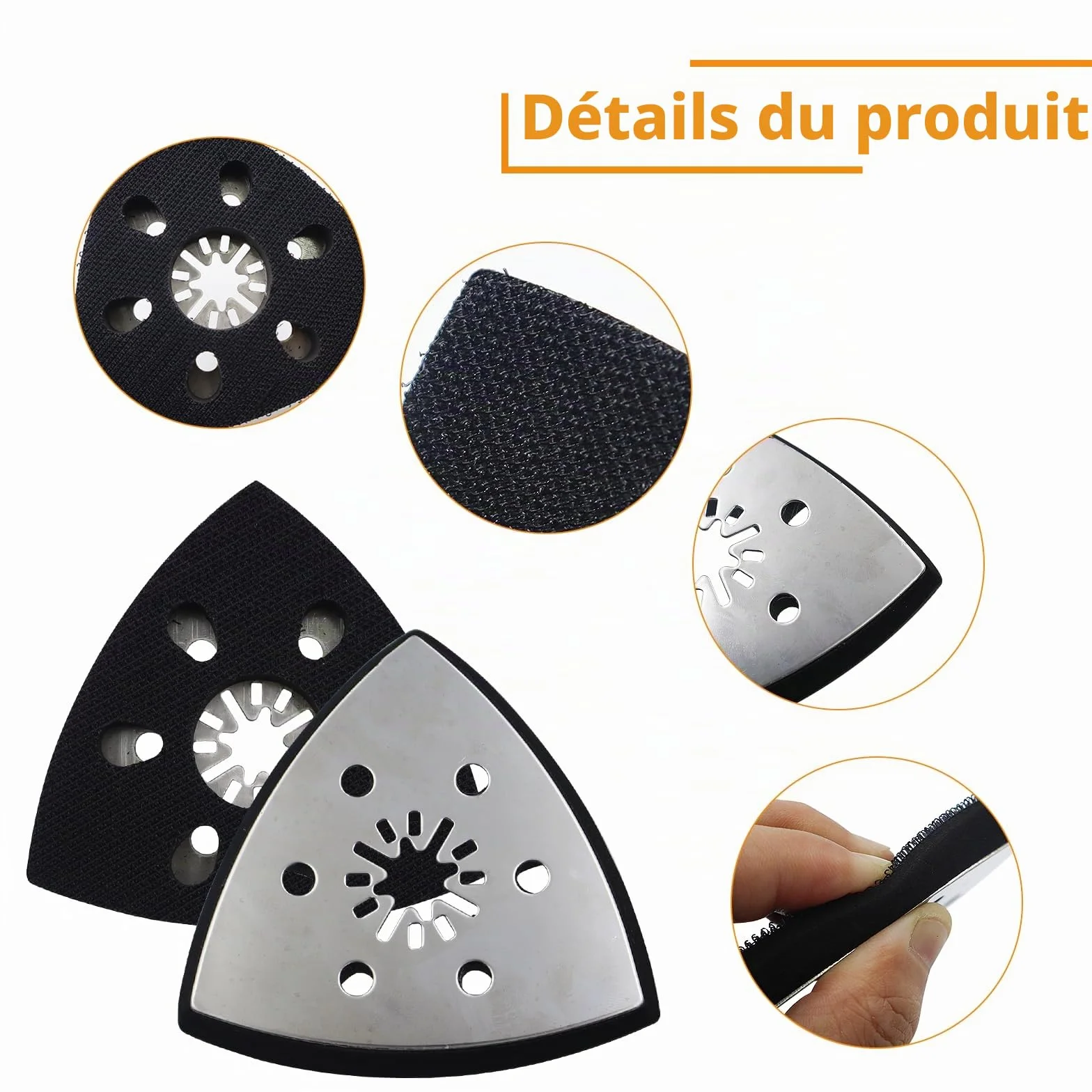 Lot de 2 plaques de ponçage triangulaires 93 mm Multitool Plateau de ponçage Ponceuse triangulaire Accessoires ponçage et polissage