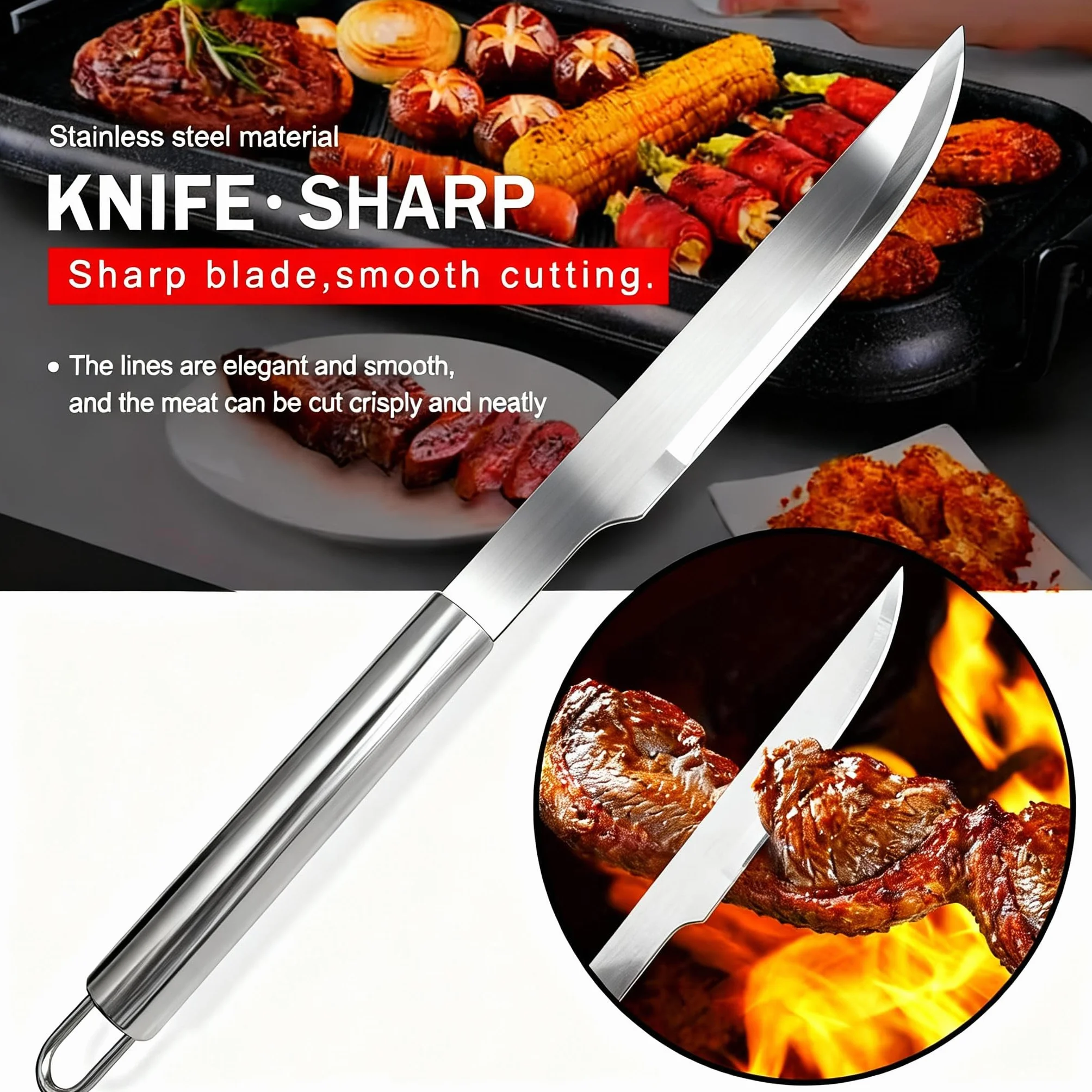 Set d'Ustensiles Barbecue 5 Pièces INOX avec Étui - Accessoires de Gril Professionnels