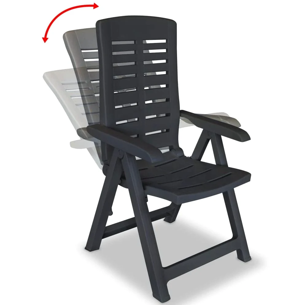 vidaXL 2X Chaises Inclinables de Jardin Chaises de Patio Sièges de Terrasse Chaises de Terrasse Meuble de Jardin Extérieur Plastique Anthracite