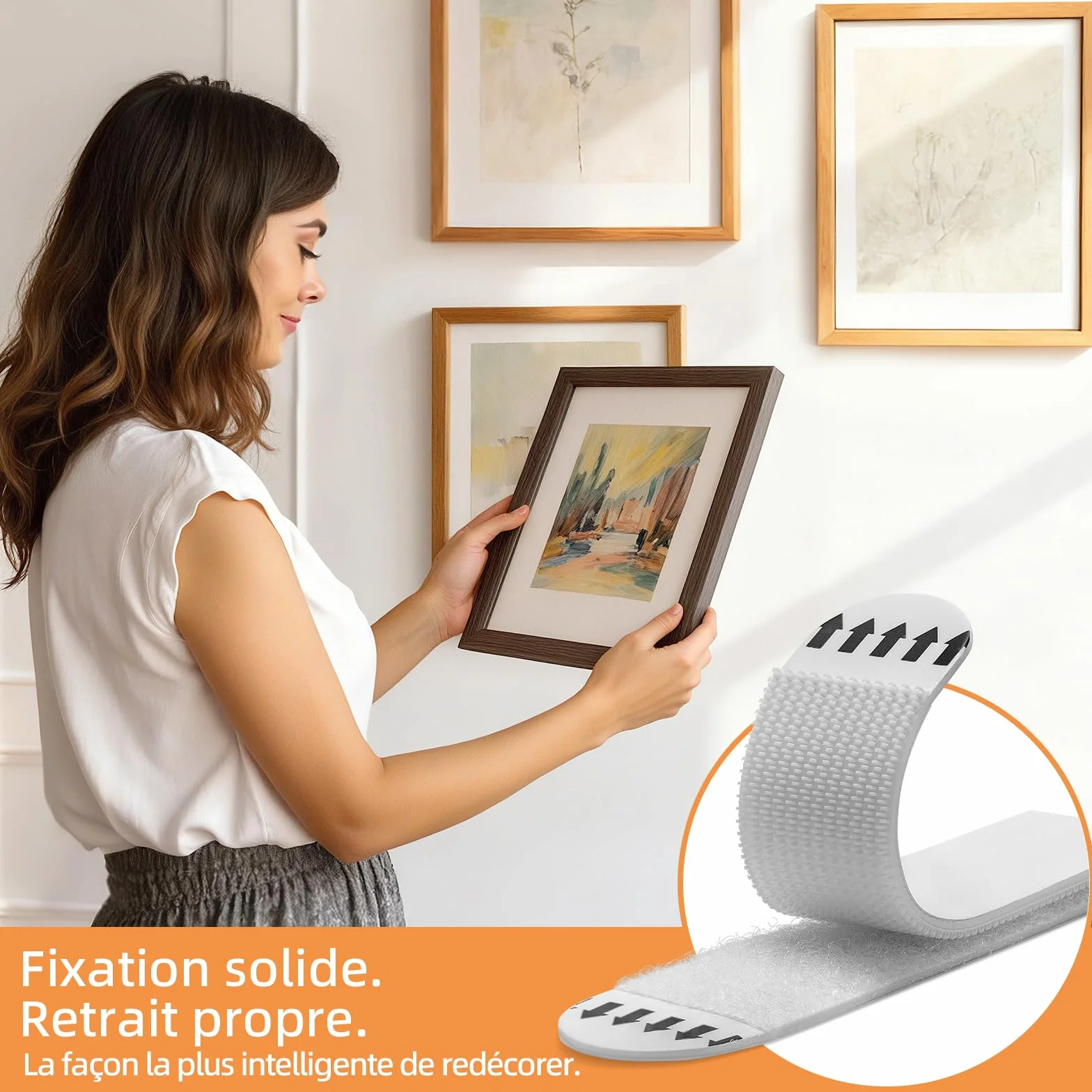 Trilancer Languettes Accroche Tableaux 20 Paires (40 Bandes) Fixation Sans Dommage Sans Clous Bandes Adhésives Forte Tenue pour Cadre Murale Décoration
