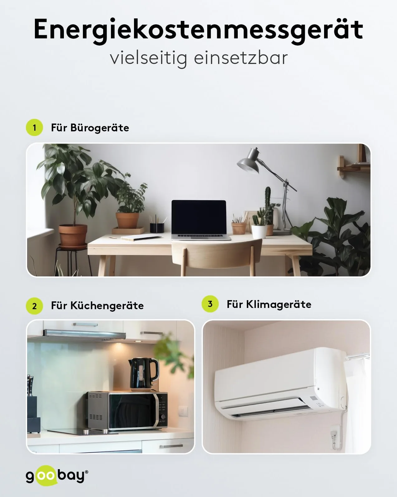 Goobay Compteur électrique prise de courant avec 5 modes d'affichage et indicateur des coûts