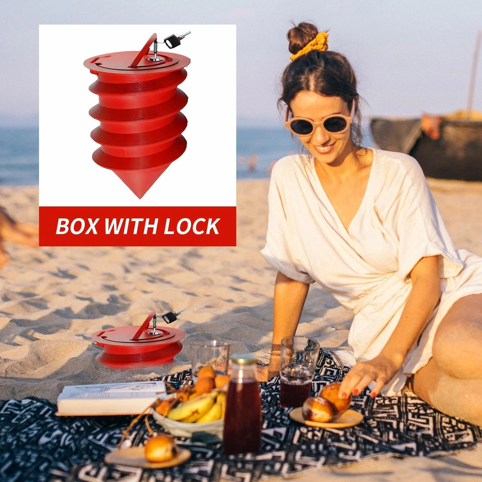 Coffre-fort portable plage étanche sable antivol argent voyage