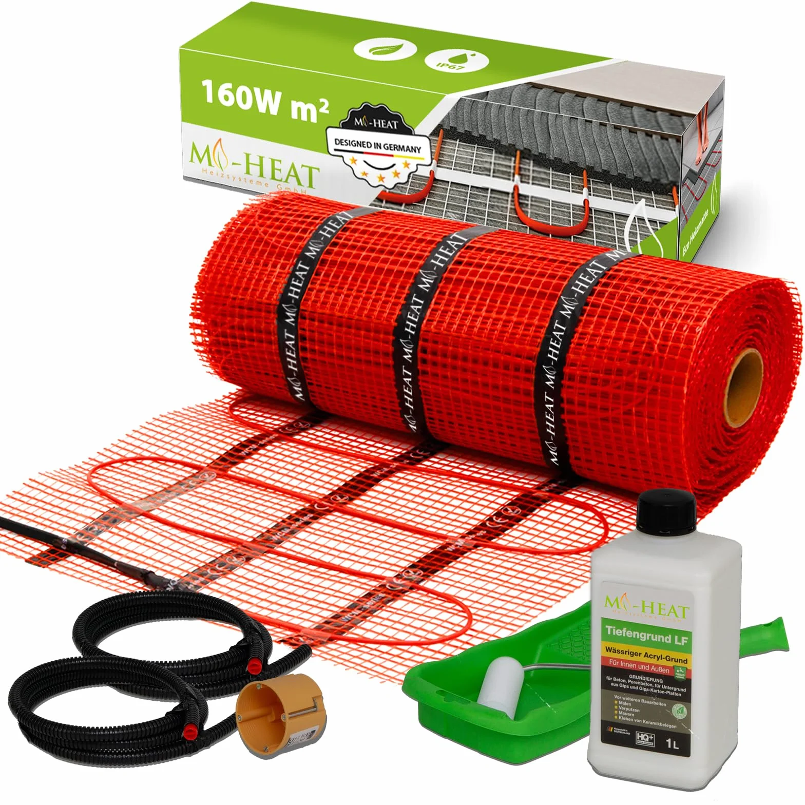 Chauffage au sol électrique 230 V 8,0 m² - Tissu support solide pour carrelage granit béton