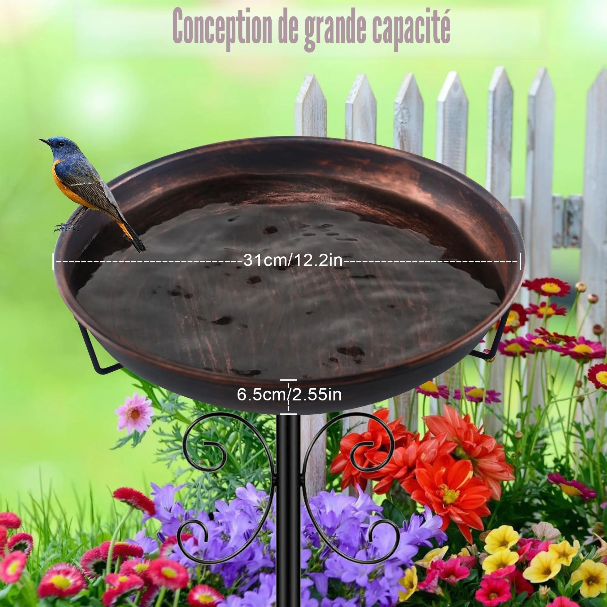 Bain d'Oiseaux pour Extérieur - Abreuvoir et Mangeoire pour Oiseaux Sauvages avec 5 Bases Fixes