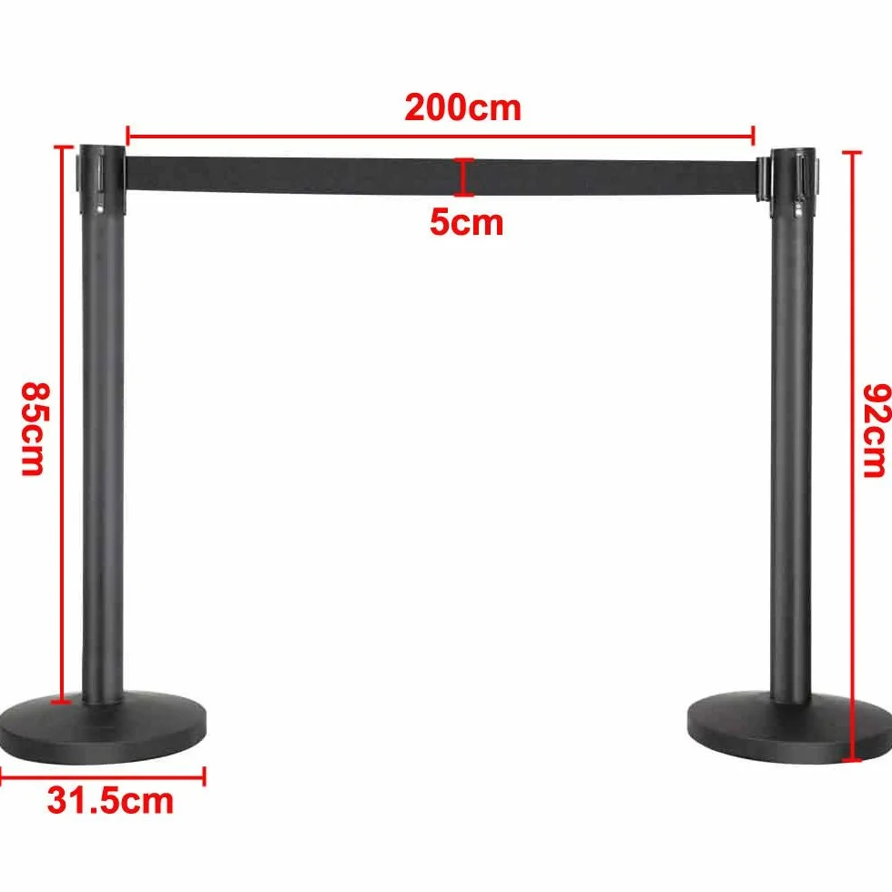 Yaheetech Barrière de Guidage Rétractable 8 Poteaux avec Corde 2M Système de Balisage