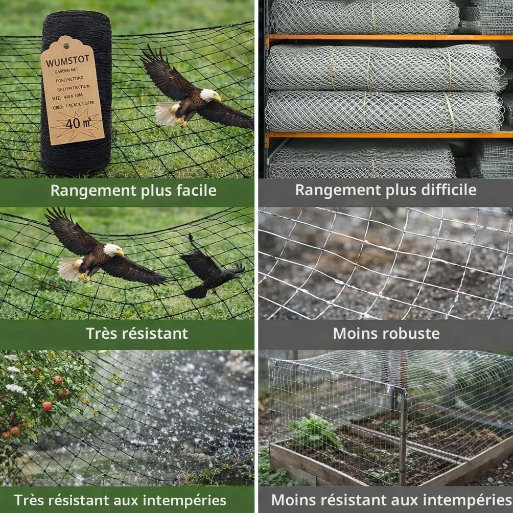Filet Anti-Oiseaux en Polyéthylène 6×12 m Maillage 1,5 cm Protection Jardin Arbres Fruitiers