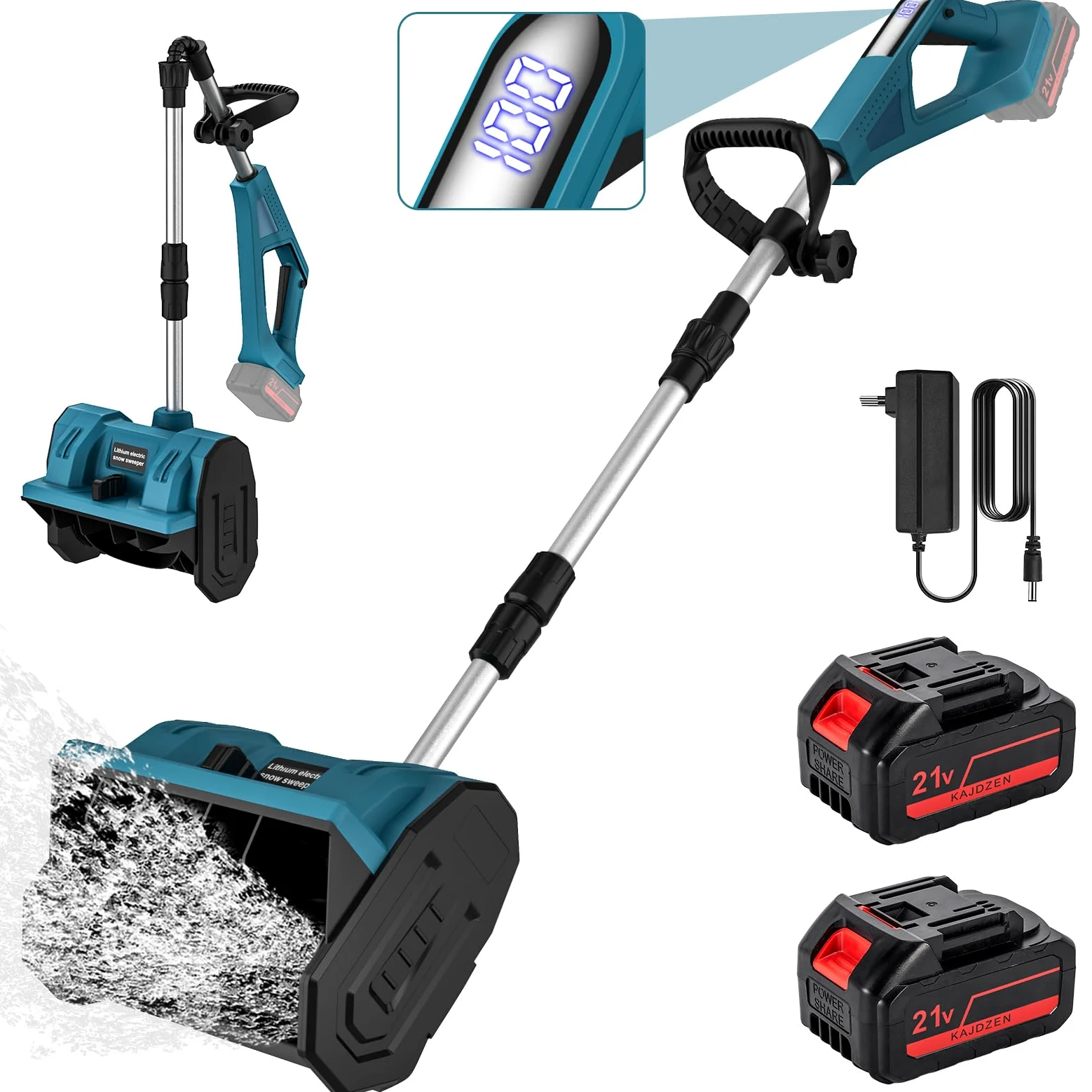 Chasse - Neige avec Batterie, Chasse - Neige Manuel électrique,Chasse - Neige Large 33CM, Petit Outil De Chasse - Neige Domestique,Outil De Chasse - Neige De Route (2 Battery)