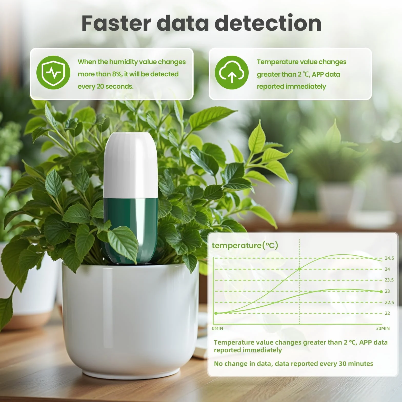 Humidimètre pour plantes Xtsuen, capteur d'humidité du sol sans fil Wi-Fi 2 en 1