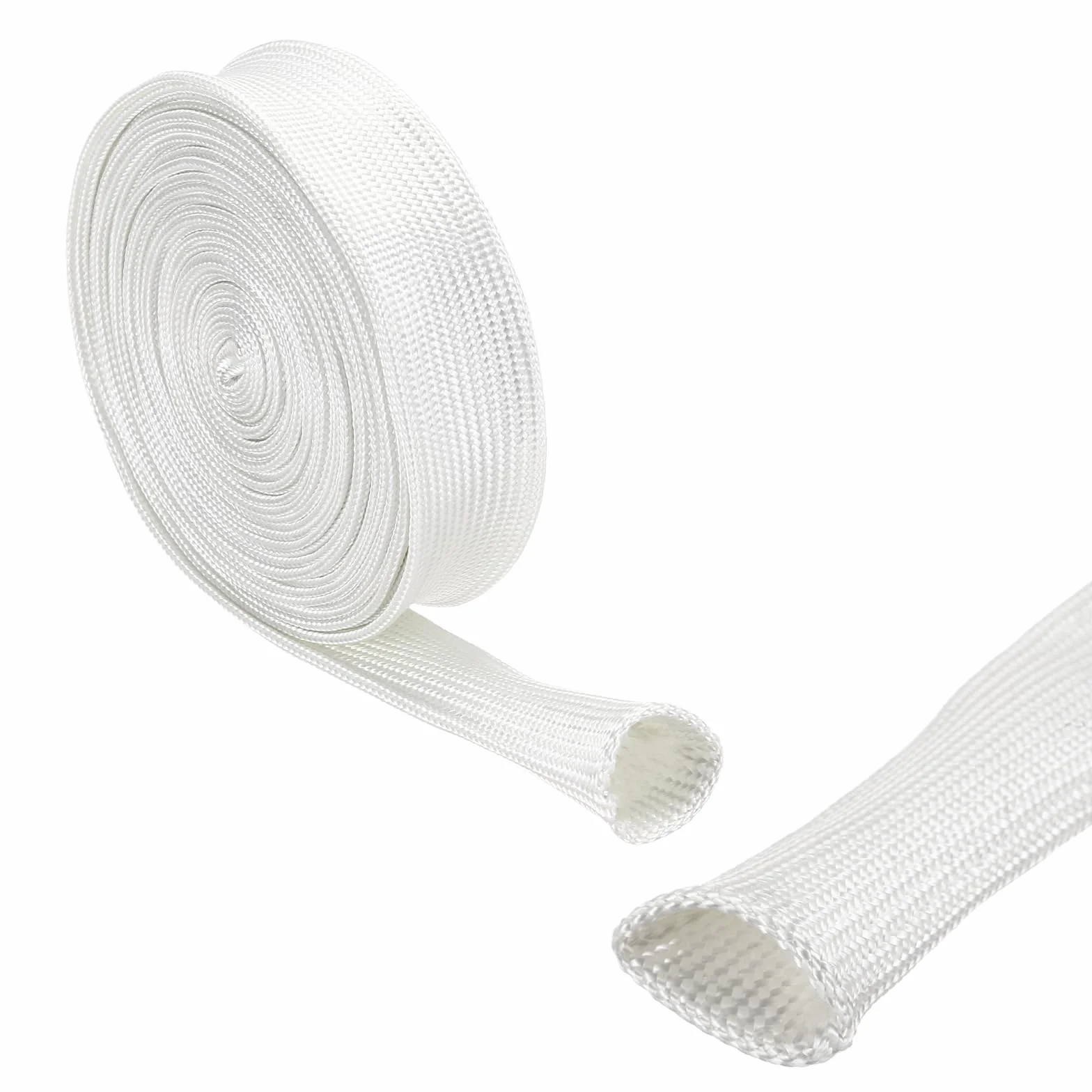 sourcing map Gaine Isolation Tresse 16.4 Pied 3 mm Haute Température Fibre Verre Manchon Blanc