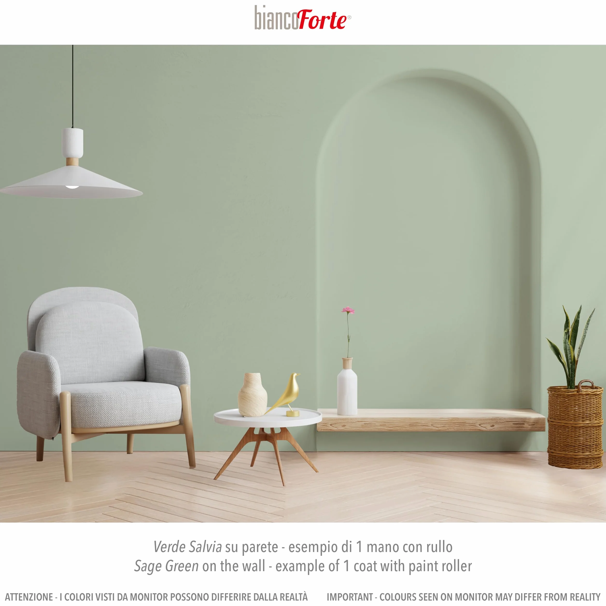 Bianco Forte Peinture à la Craie & Vernis 2-en-1 250ml Vert Sauge Finition Mate Intérieur Extérieur