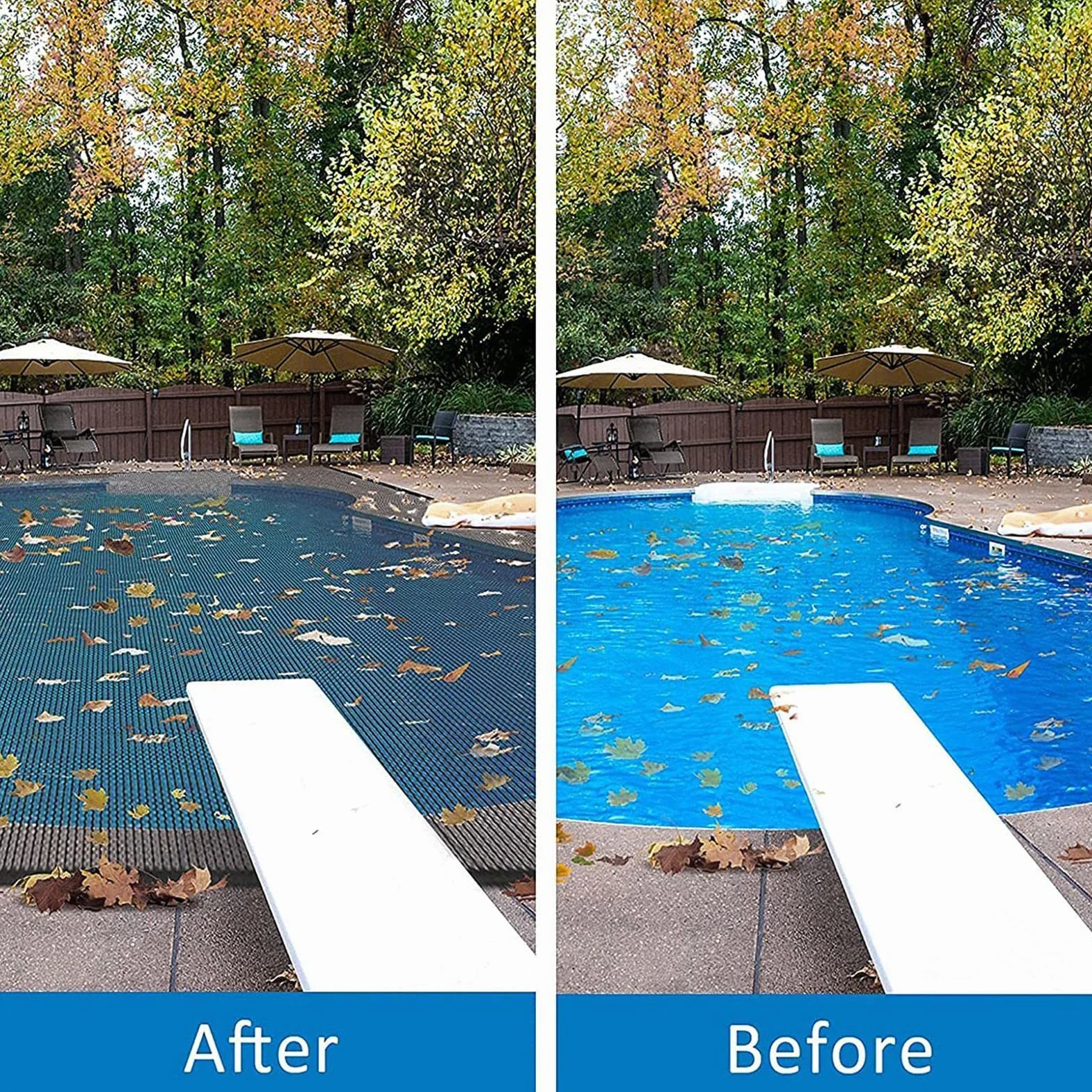 Bâche Protection Piscine Filet Feuilles 5x10/6x12m Hivernage Hors-Sol