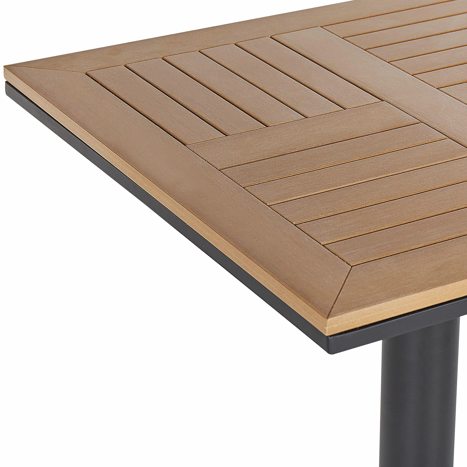 Beliani Table de Jardin Carrée Bistro 60 x 60 cm Métal Bois Synthétique Balcon Moderne