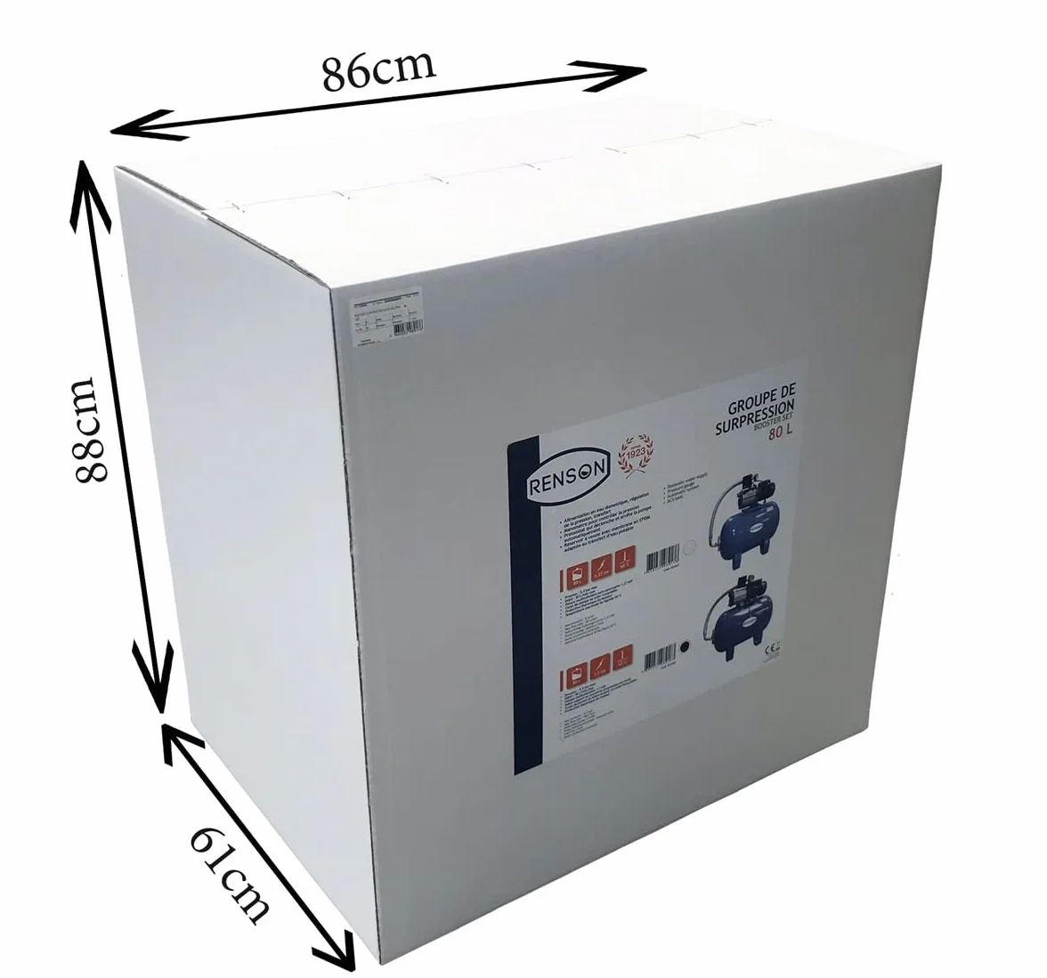 GROUPE DE SURPRESSION 80L POMPE 1,1KW 230V RENSON