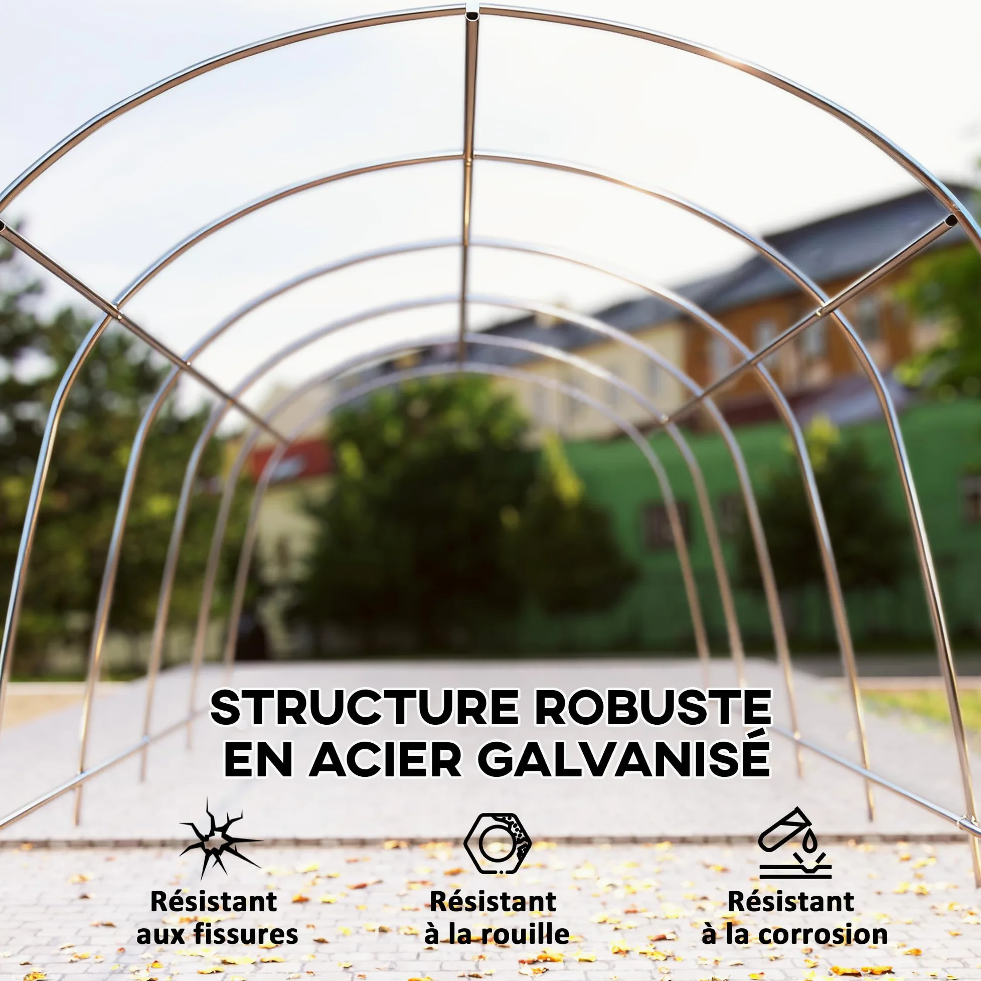 Outsunny Carport Tente de Garage 3,6 x 7,2 m, abri Voiture extérieur, Tente de Stockage avec parois latérales Amovibles et Grande Porte Roulante, carport pour Voiture, Camion, Bateau, Gris foncé