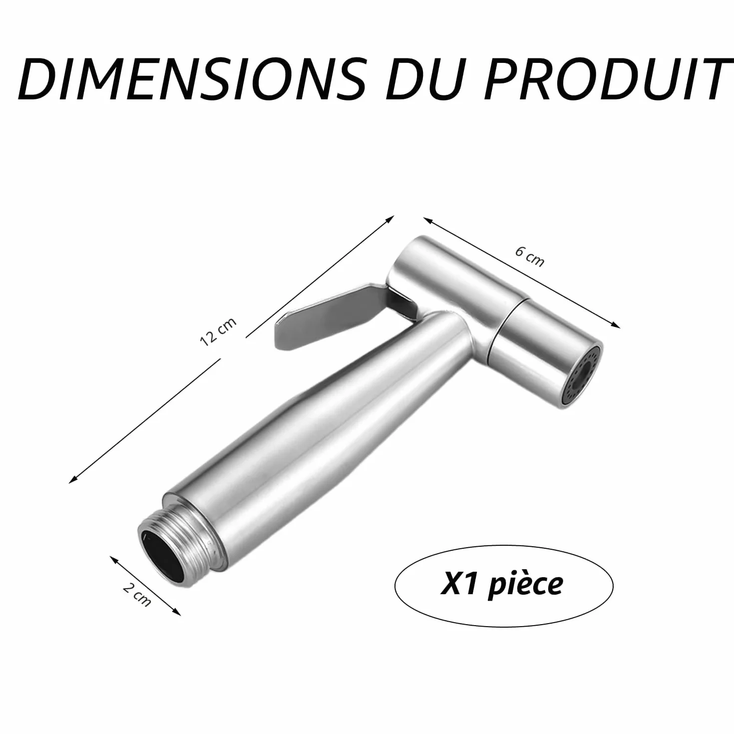 Pommeau de douche en acier inoxydable, douchette à main argenté pour bidet toilettes