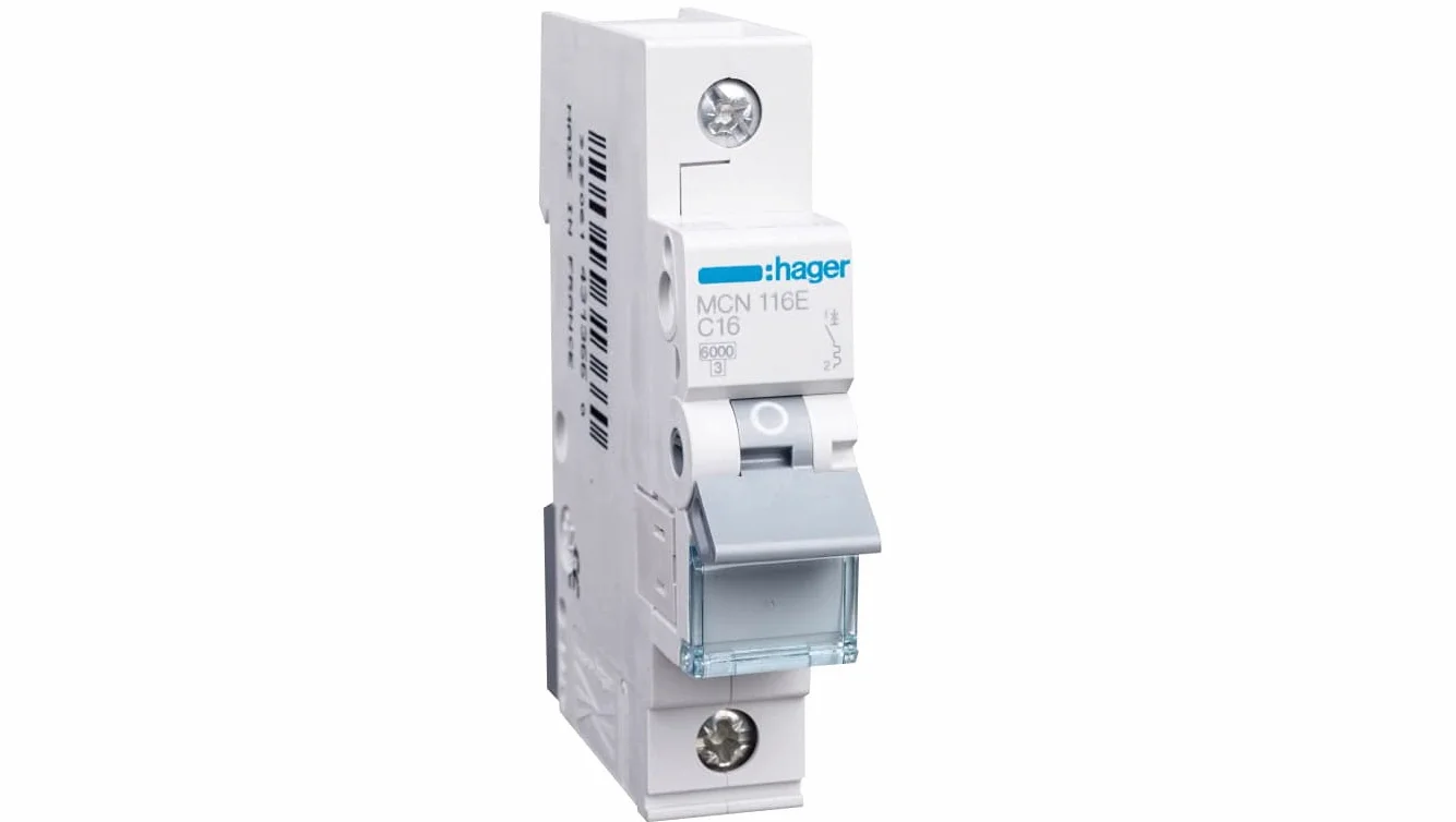 Hager Disjoncteur 1P C 16A 6kA AC MCN116E
