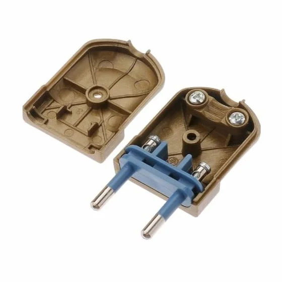 Fiche Électrique Mâle Plate 10A Compatible Câbles 2x0,75mm2 à 2x1mm2