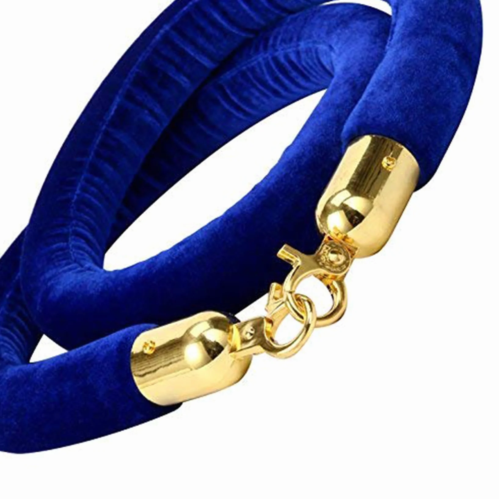 Corde de Velours Bleu 2 Pièces avec Mousquetons pour Contrôle des Foules 90cm
