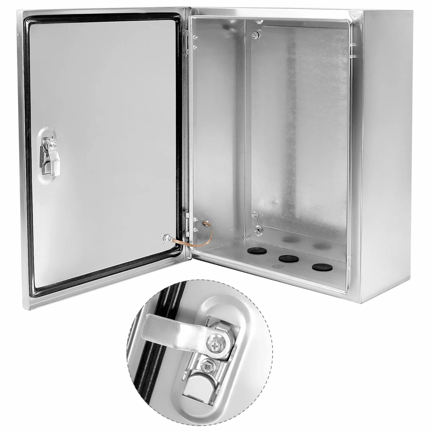 QWORK Armoire de commande acier inoxydable 304 50x40x20 cm coffret d'alimentation mural serrure solide joint étanche