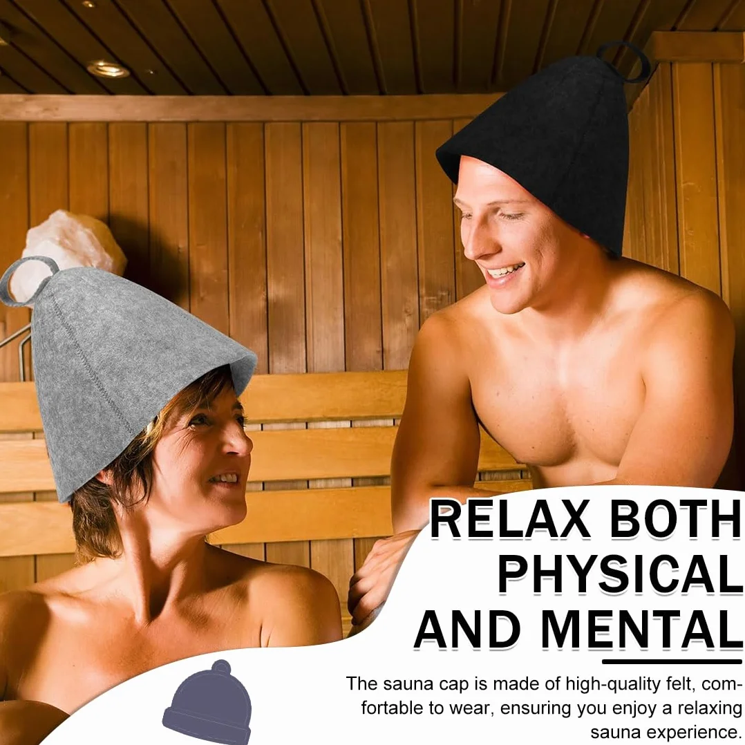Lot de 3 chapeaux de sauna en feutre pour hommes et femmes