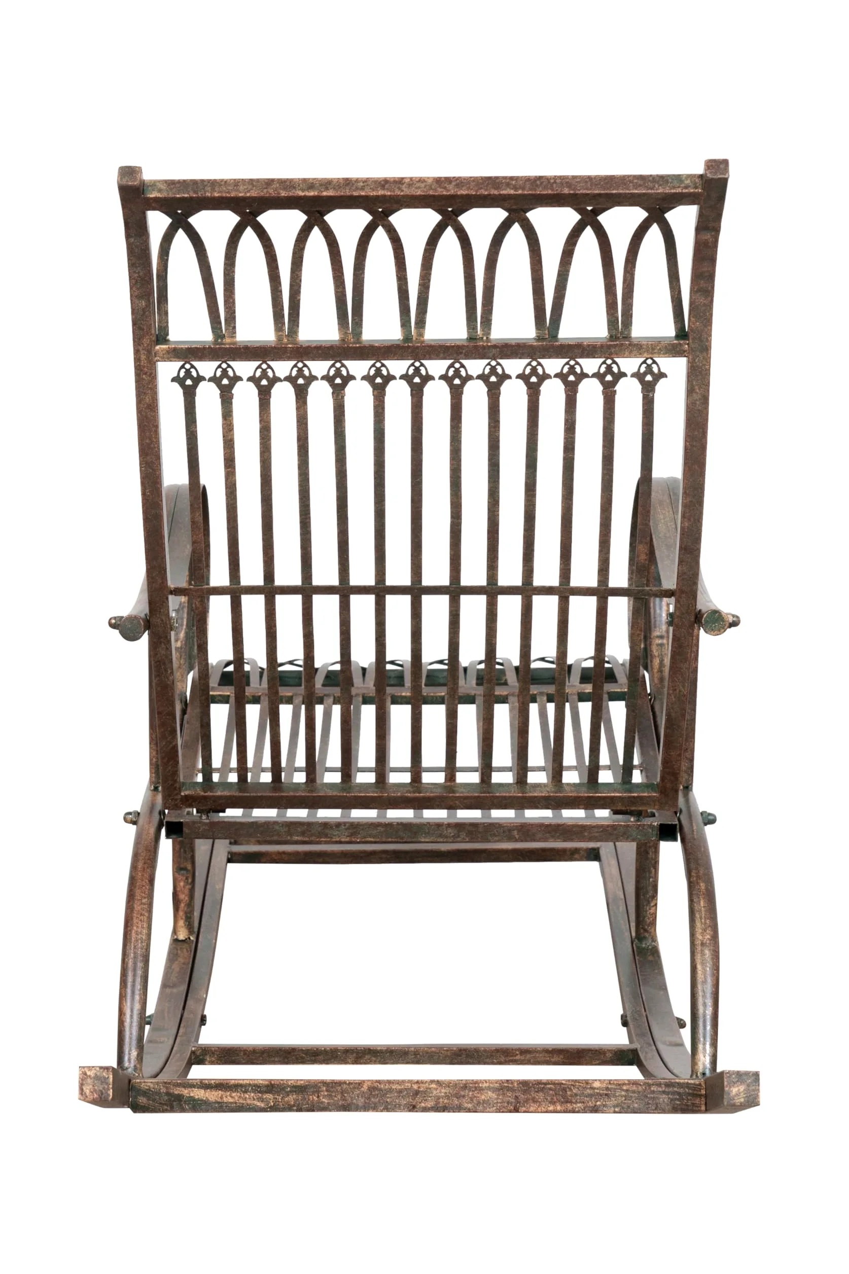 Biscottini Fauteuil à Bascule en Fer forgé Finition Rouille patinée L127XPR64xH90 cm