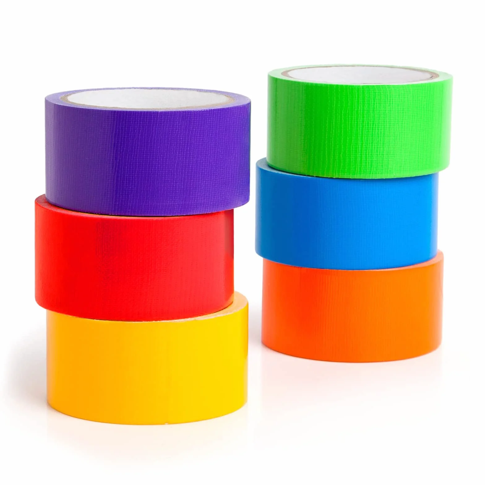 Ruban adhésif coloré 50 mm x 13,7 m x 8,3 m lot de 6 rouleaux bleu violet jaune orange vert rouge